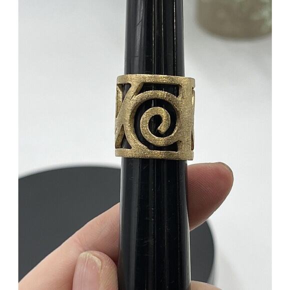 Andara Wide Band Brushed Textured Gold Tone Wide‎ Cigar Band Ring Sz 6-6.5 - Picture 6 of 15